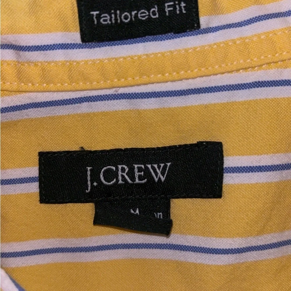 J. Crew Men’s Yellow & White Tailored Fit Striped Button-Down Shirt Size Medium